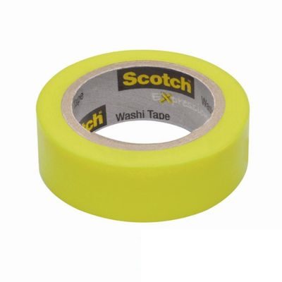 Клейкая лента декоративная 3M Scotch Washi, 15 мм х 10 м, цвет лайм, 395829