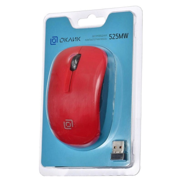 Мышь Oklick 525MW красный оптическая (1000dpi) беспроводная USB (3but)