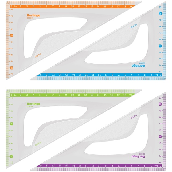Треугольник 30°, 19см Berlingo "Color", пластиковый, ассорти, европодвес 292847 TR_10020