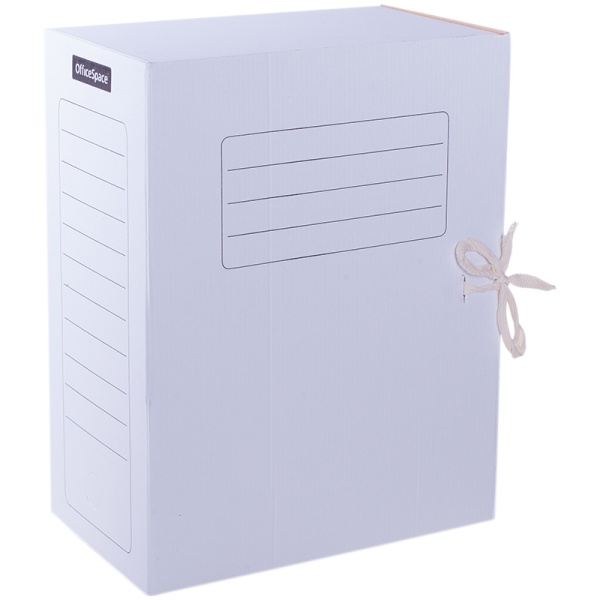 Папка архивная с завязками OfficeSpace, микрогофрокартон, 150мм, белый, до 1400л. 225437
