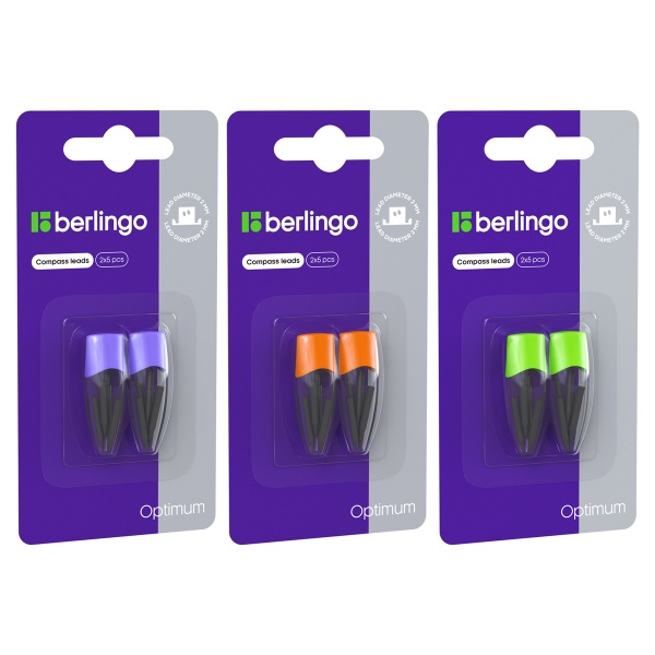 Грифели для циркуля Berlingo "Optimum", 2мм, 2 пенала по 5шт., блистер с европодвесом PS_00102