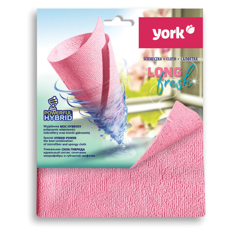 Салфетка из PVA губчатая / из микрофибры, 30х35 см, СУПЕРВПИТЫВАЮЩАЯ, Long Fresh, YORK, 26250 608403